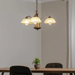 Lysekrone Korfu, 3 lyskilder, antik guldfarve, Ø 68 cm^Luminex Clearance