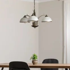 Lysekrone Korfu, 3 lyskilder, antik guldfarve, Ø 68 cm^Luminex Clearance