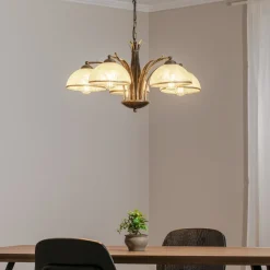 Luminex Lysekrone Korfu, 5 lyskilder, Ø 68 cm, antik guldfarve