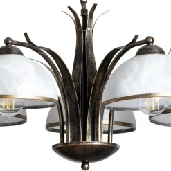 Luminex Lysekrone Korfu, 5 lyskilder, Ø 68 cm, antik guldfarve