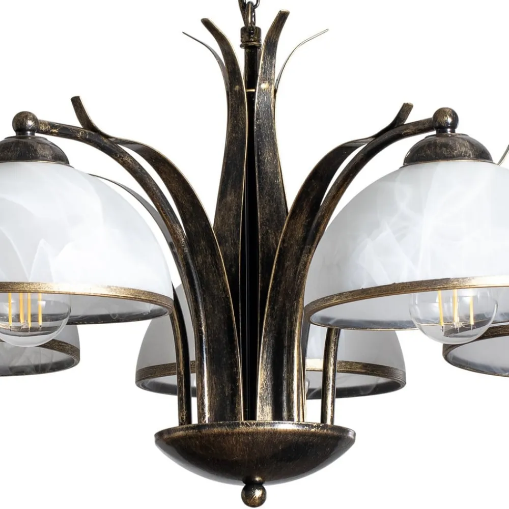 Luminex Lysekrone Korfu, 5 lyskilder, Ø 68 cm, antik guldfarve