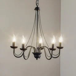 HELAM Lysekroner|Pendellamper>Lysekrone Malbo med 5 lyskilder i sort