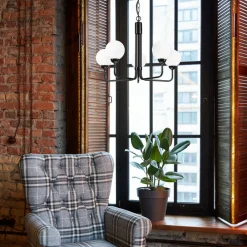 Lysekrone Malou med glasskærme, 5 lyskilder^Lamkur Clearance