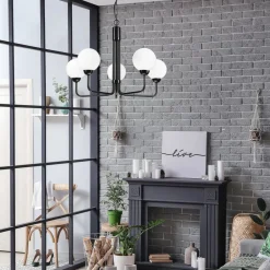 Lysekrone Malou med glasskærme, 5 lyskilder^Lamkur Clearance