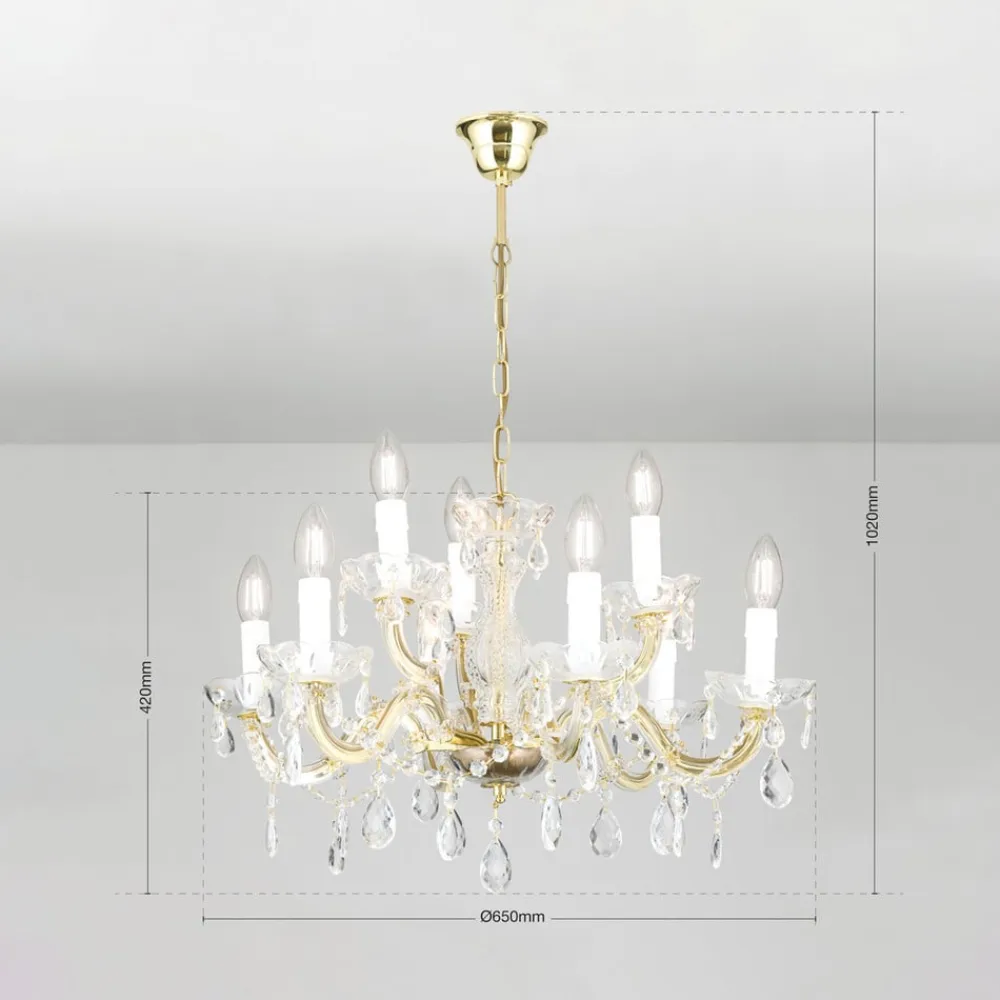 Lysekrone Marie Claire krystalglas 9 lyskilder^ORION Hot