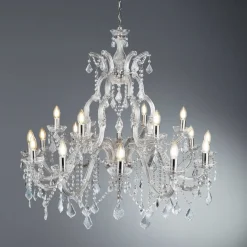 Searchlight Lysekrone Marie Therese, 18-lys, krom, krystalglas