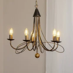 ONLI Lysekrone Milvia, 5 lyskilder, bronzefarvet, metal