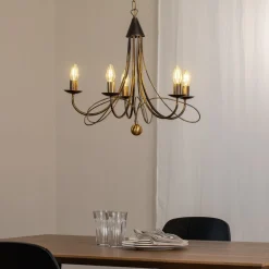 ONLI Lysekrone Milvia, 5 lyskilder, bronzefarvet, metal