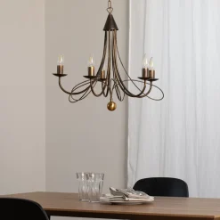 ONLI Lysekrone Milvia, 5 lyskilder, bronzefarvet, metal