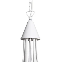 ONLI Lysekrone Milvia, 5 lyskilder, hvid/træfarvet, metal