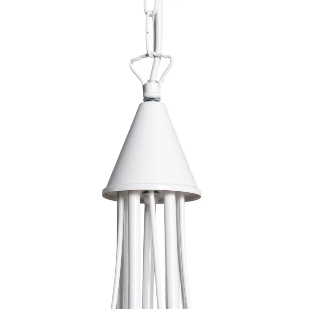 ONLI Lysekrone Milvia, 5 lyskilder, hvid/træfarvet, metal