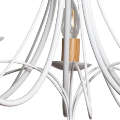 ONLI Lysekrone Milvia, 5 lyskilder, hvid/træfarvet, metal