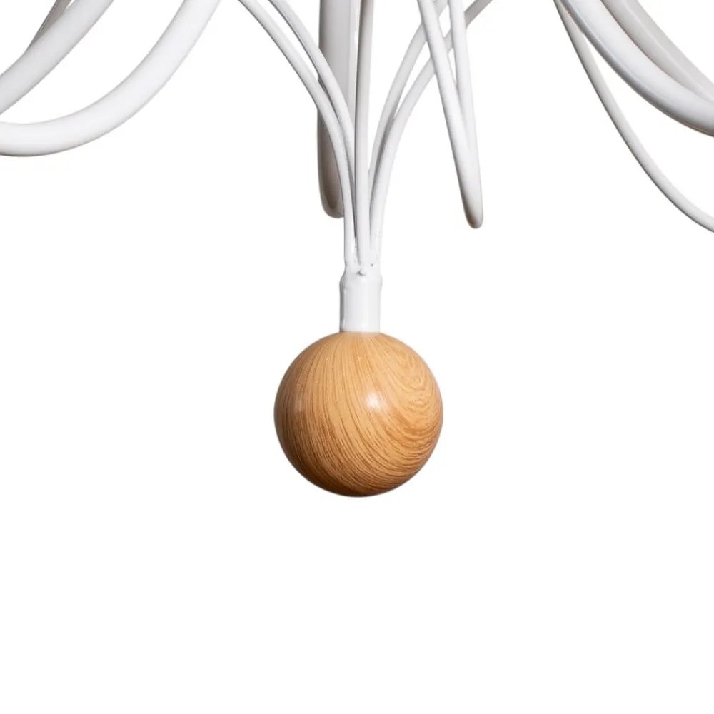 ONLI Lysekrone Milvia, 5 lyskilder, hvid/træfarvet, metal