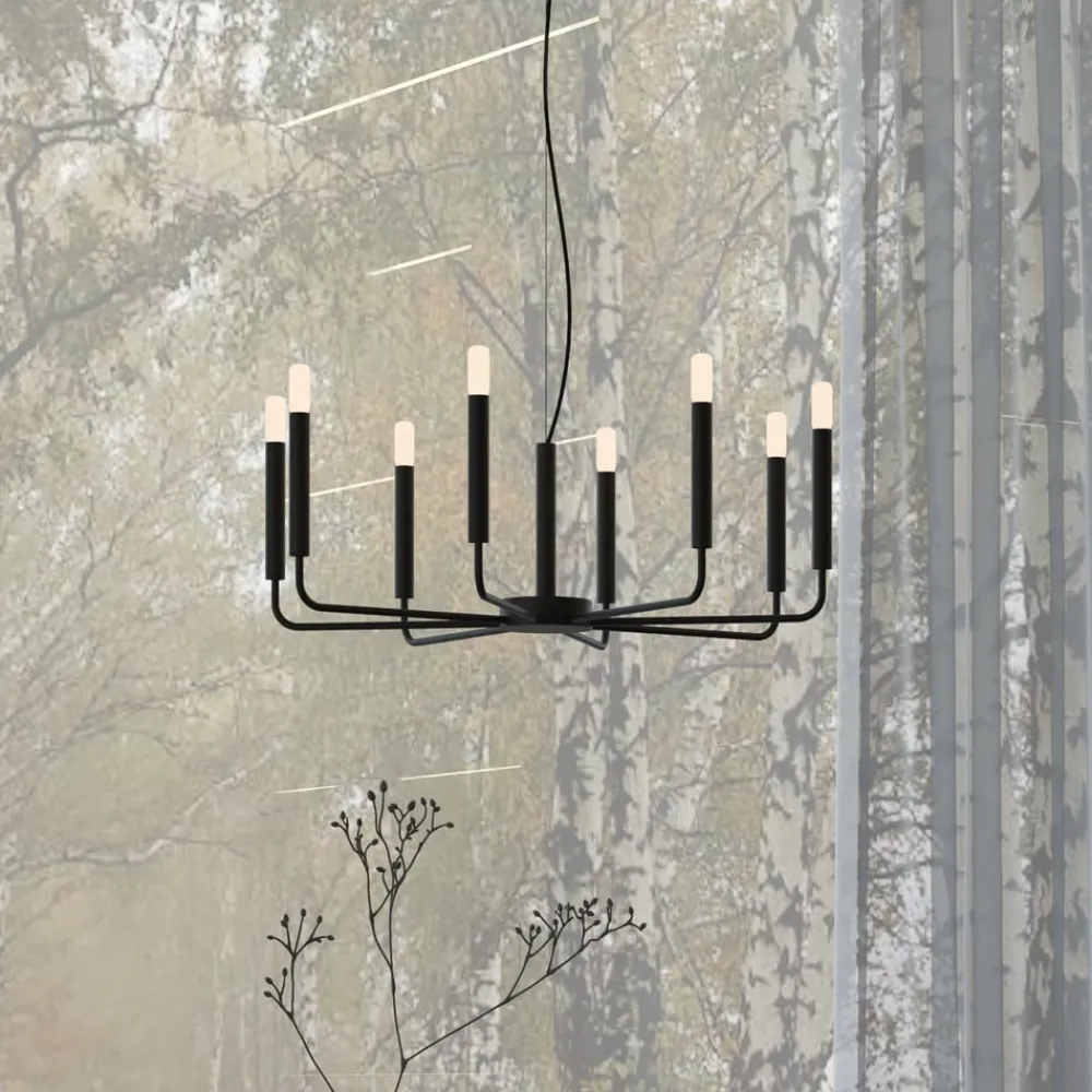 Nowodvorski Lighting Lysekrone ORTO, sort, metal, Ø 73 cm, 8 lyskilder