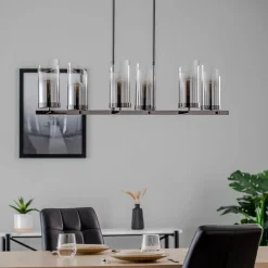 Lucea Lysekrone Padrela, lineær, sort-krom, 6 lyskilder