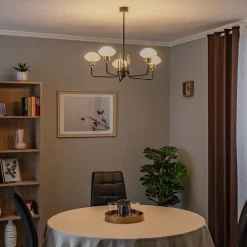 Argon Lysekrone Ravello, 5 lyskilder, sort/hvid/guld