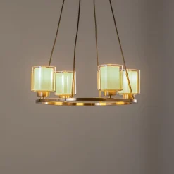 Lucea Lysekrone Ressa Ø 59 cm messing antik, 4 lyskilder.