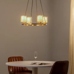 Lucea Lysekrone Ressa Ø 59 cm messing antik, 4 lyskilder.