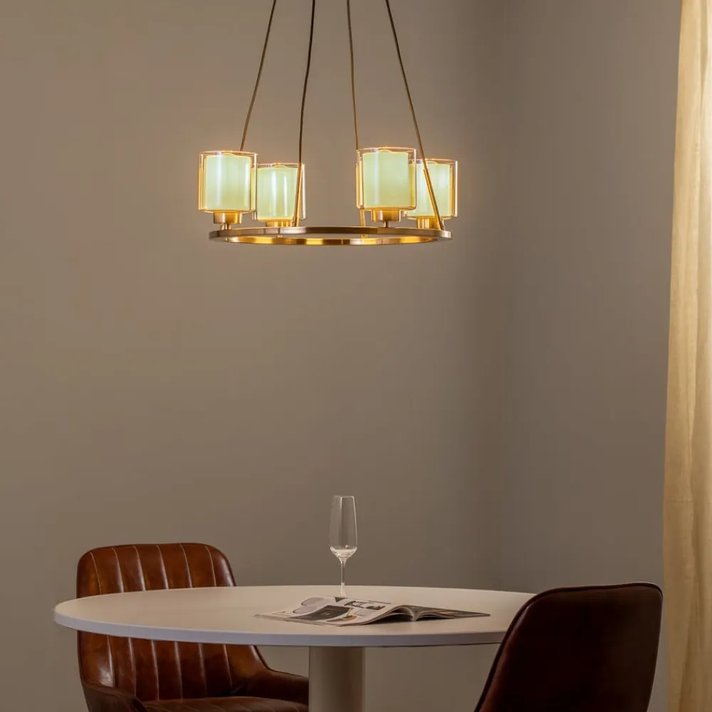 Lucea Lysekrone Ressa Ø 59 cm messing antik, 4 lyskilder.