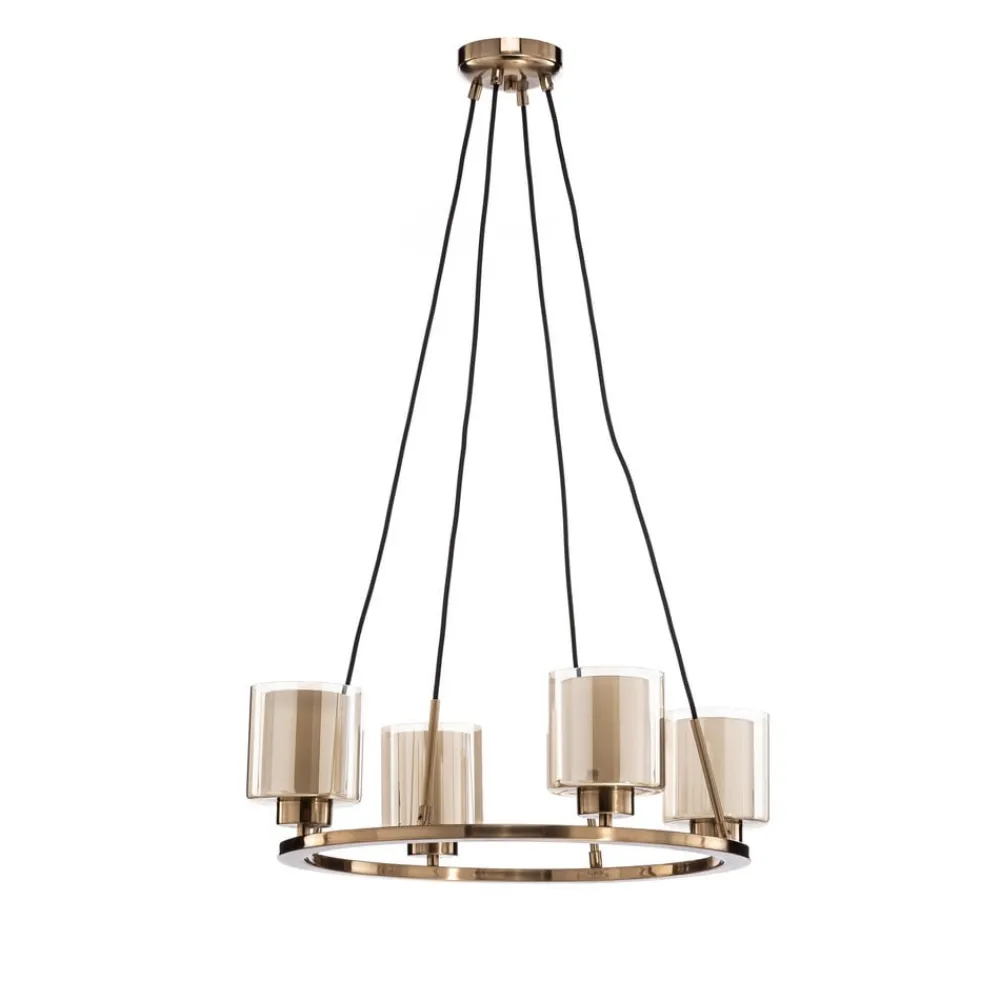 Lucea Lysekrone Ressa Ø 59 cm messing antik, 4 lyskilder.