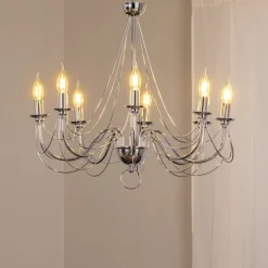 Domiluce Lysekrone Retro, 8 lyskilder 75 cm, krom