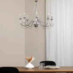 Domiluce Lysekrone Retro, 8 lyskilder 75 cm, krom