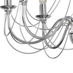 Domiluce Lysekrone Retro, 8 lyskilder 75 cm, krom