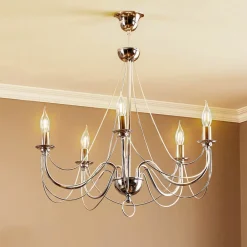 Domiluce Lysekrone Retro, femarmet 75 cm, krom