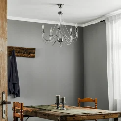 Domiluce Lysekrone Retro, femarmet 75 cm, krom