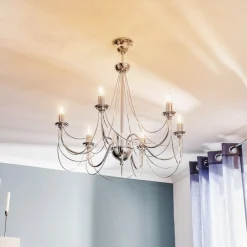 Domiluce Lysekrone Retro i sølv, 6 lyskilder 75 cm ophæng