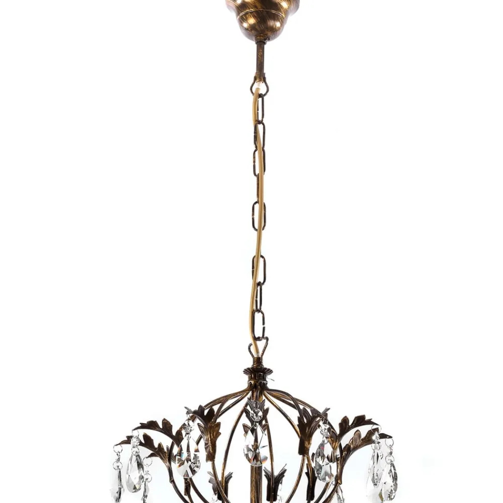 ONLI Lysekrone Teresa, 12 lyskilder, bronzefarvet, krystal