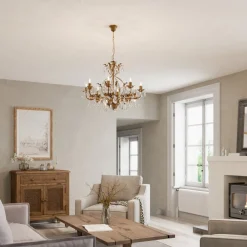 ONLI Lysekrone Teresa, bronze, krystal, Ø 70 cm, 8 lys