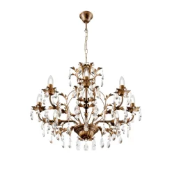 ONLI Lysekrone Teresa, bronze, krystal, Ø 70 cm, 8 lys