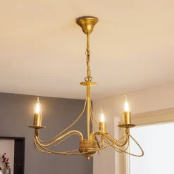 Lysekrone Tori 3, 3 lyskilder, guld^EMIBIG LIGHTING Outlet