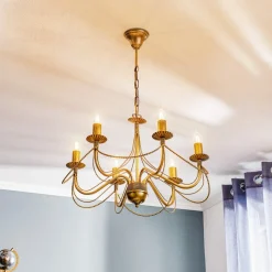 EMIBIG LIGHTING Lysekrone Tori 6, 6 lyskilder, guld