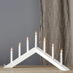 STAR TRADING Lysestage Arrow, flad, 7-flamme, hvid