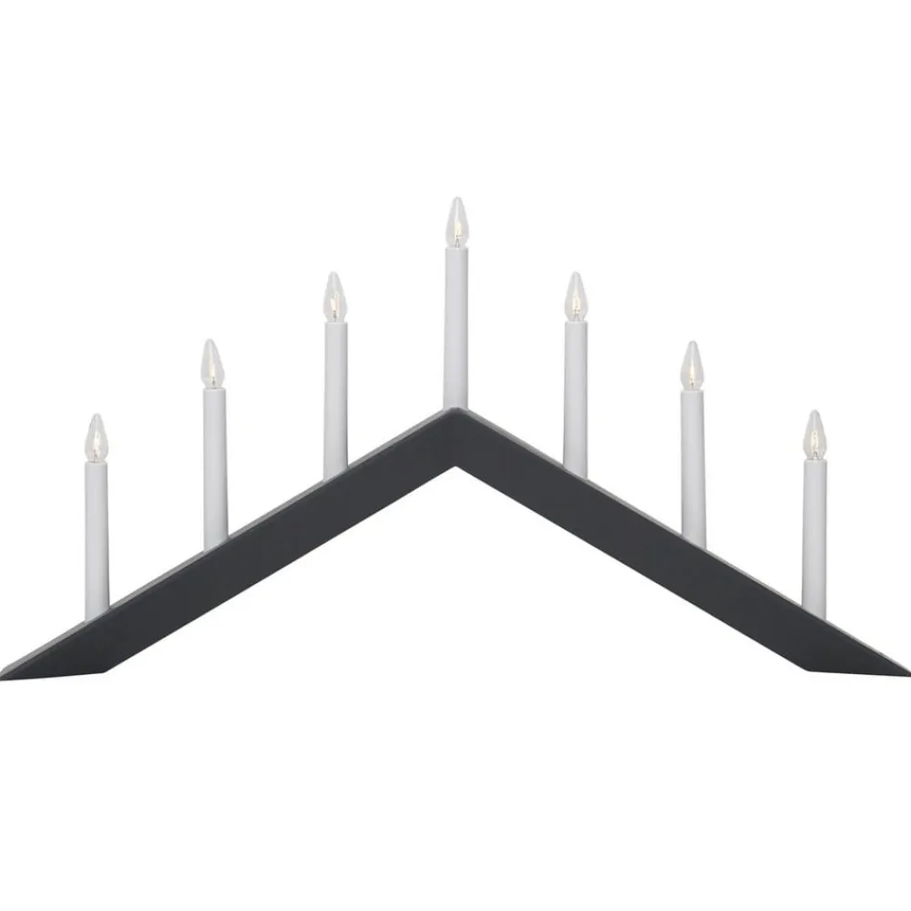 STAR TRADING Lysestage Arrow, flad, 7-flamme, hvid