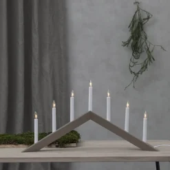 STAR TRADING Lysestage Arrow, flad, 7-flamme, grå