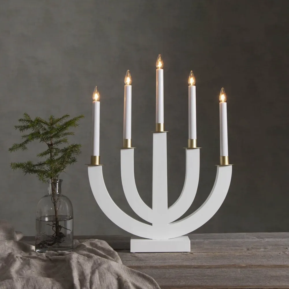 STAR TRADING Vinduesdekoration|Julepynt>Lysestage Eli hvid