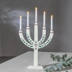 STAR TRADING Lysestage Elias Tradition femflammet hvid