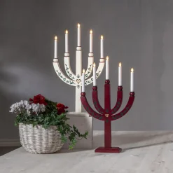 STAR TRADING Lysestage Elias Tradition femflammet hvid