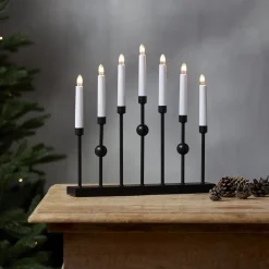 STAR TRADING Julepynt|Vinduesdekoration>Lysestage Gustav, sort metal højde 37 cm 7 lyskilder