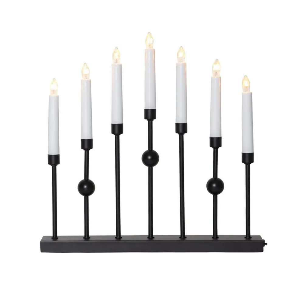 STAR TRADING Julepynt|Vinduesdekoration>Lysestage Gustav, sort metal højde 37 cm 7 lyskilder