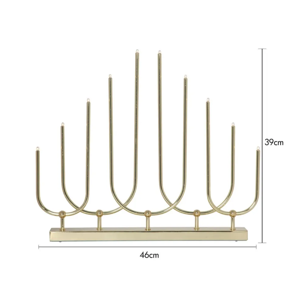 Lysestage Novum, 10 lyskilder, messingfarvet, metal, E5^STAR TRADING Discount