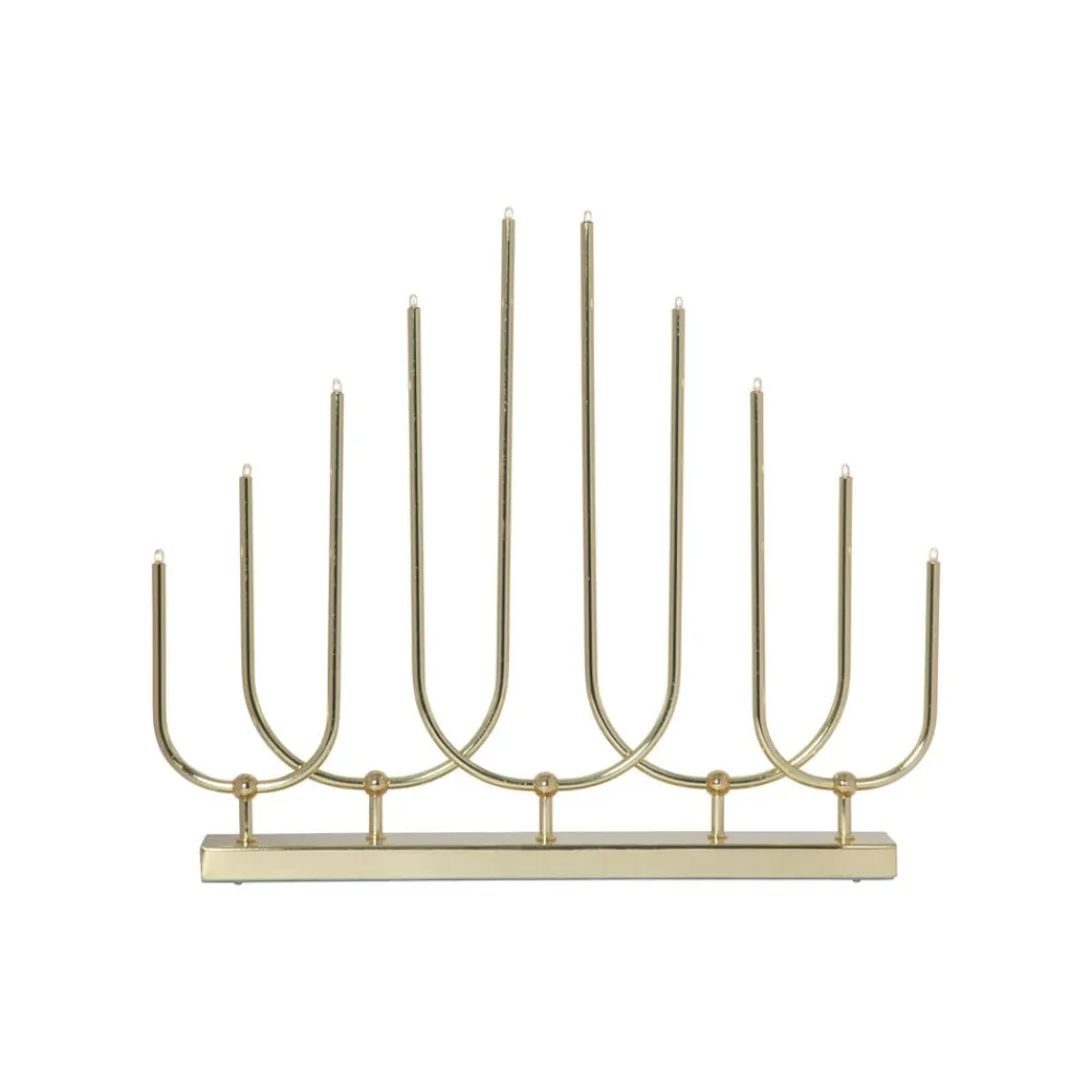 Lysestage Novum, 10 lyskilder, messingfarvet, metal, E5^STAR TRADING Discount