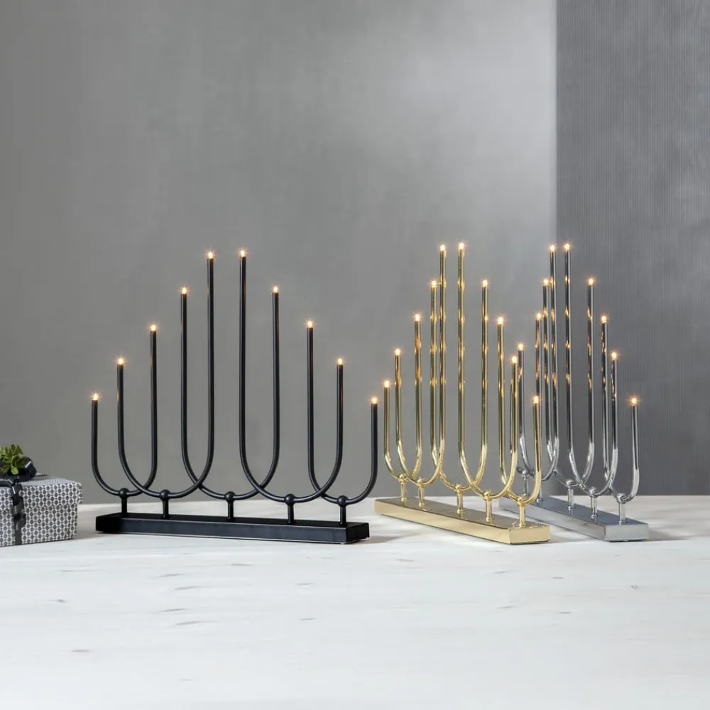 Lysestage Novum, 10 lyskilder, messingfarvet, metal, E5^STAR TRADING Discount