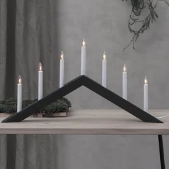 Lysestage Pil, flad, 7-flamme, sort^STAR TRADING New