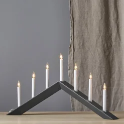 Lysestage Pil, flad, 7-flamme, sort^STAR TRADING New