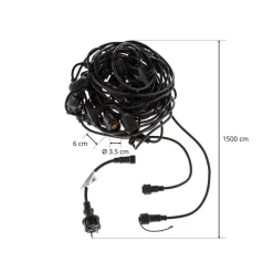 Lyskæde Girlanda IP44 sort 15 m uden pærer^Eko-Light