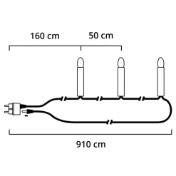 Konstsmide Christmas Lyskæde til træ, med 16 lys, 9,1 m, delbart stik